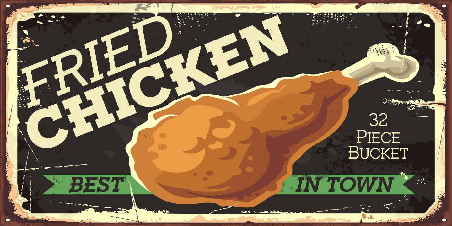 Пример шрифта Fried Chicken